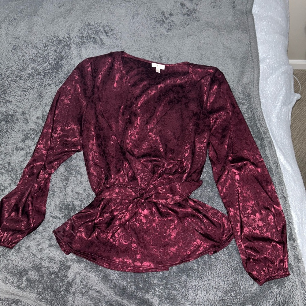 Maroon Deep V Boutique Blouse